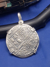 Load image into Gallery viewer, Sterling Silver Atocha Shipwreck  Treasure Pirate Coin " 4 Reale" Reproduction Pendant