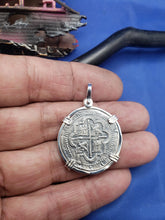 Load image into Gallery viewer, Sterling Silver Atocha Shipwreck  Treasure Pirate Coin " 4 Reale" Reproduction Pendant