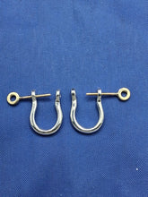 Load image into Gallery viewer, Small Sterling Silver Mariners Pirate Shackle Earrings Pair with Solid 14kt Yellow Gold Screw Posts