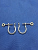 Small Sterling Silver Mariners Pirate Shackle Earrings Pair with Solid 14kt Yellow Gold Screw Posts