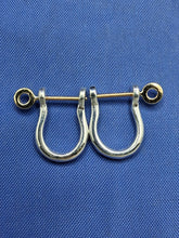 Load image into Gallery viewer, Small Sterling Silver Mariners Pirate Shackle Earrings Pair with Solid 14kt Yellow Gold Screw Posts