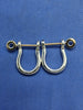 Small Sterling Silver Mariners Pirate Shackle Earrings Pair with Solid 14kt Yellow Gold Screw Posts