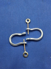 Load image into Gallery viewer, Small Sterling Silver Mariners Pirate Shackle Earrings Pair with Solid 14kt Yellow Gold Screw Posts