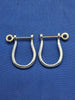 Sterling Silver Mariners Pirate Shackle Earring Pair With Solid 14kt Yellow Gold Screw Post