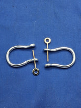 Load image into Gallery viewer, Sterling Silver Mariners Pirate Shackle Earring Pair With Solid 14kt Yellow Gold Screw Post