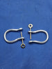 Sterling Silver Mariners Pirate Shackle Earring Pair With Solid 14kt Yellow Gold Screw Post