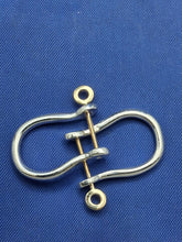 Load image into Gallery viewer, Sterling Silver Mariners Pirate Shackle Earring Pair With Solid 14kt Yellow Gold Screw Post
