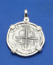 Load image into Gallery viewer, Sterling Silver Pirate Doubloon "2 Reale" Replica Atocha Shipwreck Coin Pendant with Shackle Bail
