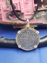 Load image into Gallery viewer, 14kt Solid Gold Bezel With a 4 Reale  Atocha Shipwreck  Treasure Pirate Coin  Reproduction Pendant