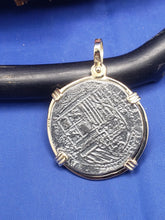 Load image into Gallery viewer, 14kt Solid Gold Bezel With a 4 Reale  Atocha Shipwreck  Treasure Pirate Coin  Reproduction Pendant