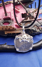 Load image into Gallery viewer, Sterling Silver Atocha Shipwreck Reproduction Coin  {4 Reale} Pirate Coin Inside Skull Bezel Pendant