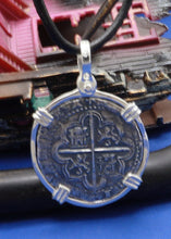 Load image into Gallery viewer, Sterling Silver Pirate Doubloon "2 Reale" Replica Atocha Shipwreck Coin Pendant with Shackle Bail