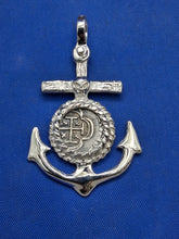 Load image into Gallery viewer, Sterling Silver Anchor With Small Reproduction Atocha Shipwreck Coin Pendant.