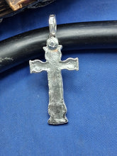 Load image into Gallery viewer, Small Sterling Silver Unique Artisan Vintage Design, Passion Cross, Memento Mori Pendant