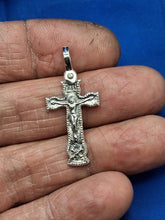Load image into Gallery viewer, Small Sterling Silver Unique Artisan Vintage Design, Passion Cross, Memento Mori Pendant