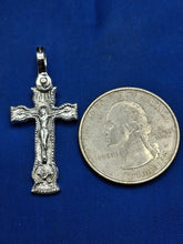 Load image into Gallery viewer, Small Sterling Silver Unique Artisan Vintage Design, Passion Cross, Memento Mori Pendant
