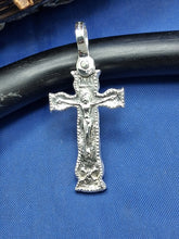 Load image into Gallery viewer, Small Sterling Silver Unique Artisan Vintage Design, Passion Cross, Memento Mori Pendant