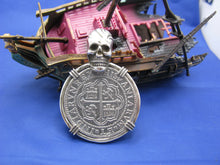 Load image into Gallery viewer, Extra Large Sterling Silver Piece of Eight Pendant with Skull Bail 1.9" x 1.5" (Copy)