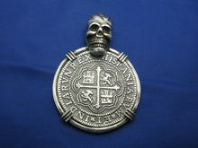 Load image into Gallery viewer, Extra Large Sterling Silver Piece of Eight Pendant with Skull Bail 1.9" x 1.5" (Copy)