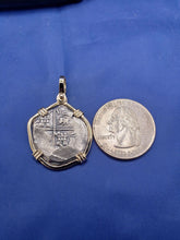 Load image into Gallery viewer, Solid 14kt Yellow Gold Hand-Bezeled "2 Reale" Shipwreck Reproduction Coin Pendant with Faded Markings