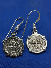 Load image into Gallery viewer, Sterling Small Atocha Shipwreck Reproduction Coins With French Wire Earrings
