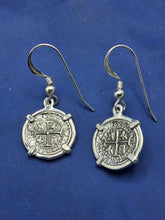 Load image into Gallery viewer, Sterling Small Atocha Shipwreck Reproduction Coins With French Wire Earrings