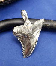 Load image into Gallery viewer, Large Solid .925 Sterling Silver Hemipristis Shark Tooth Pendant Nautical Jewelry by Crisol