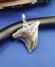 Load image into Gallery viewer, Medium Size Solid  Sterling Silver Hemipristis Shark Tooth Pendant Nautical Jewelry by Crisol