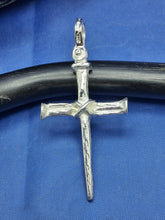 Load image into Gallery viewer, Sterling Silver Unique Artisan Handcrafted Nail Design Cross