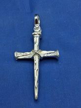 Load image into Gallery viewer, Sterling Silver Unique Artisan Handcrafted Nail Design Cross