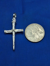 Load image into Gallery viewer, Sterling Silver Unique Artisan Handcrafted Nail Design Cross