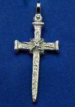 Load image into Gallery viewer, Sterling Silver Unique Artisan Handcrafted Nail with Rope Cross Pendant