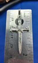 Load image into Gallery viewer, Sterling Silver Unique Artisan Handcrafted Nail with Rope Cross Pendant
