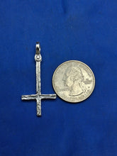 Load image into Gallery viewer, Sterling Silver Cross of Saint Peter Unique Artisan Handcrafted wood Design Cross Pendant