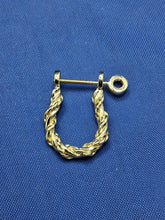 Load image into Gallery viewer, 18kt Yellow Gold Single Rope Twisted Pirate Shackle Earring Hoop with Threaded Screw Post