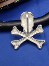 Load image into Gallery viewer, Sterling Silver Large Pirate Skull and Bones Pendant with Hidden Bail  Necklace 1.5" x 1.3" (Comes with Free Leather Cord)