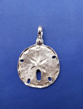 Load image into Gallery viewer, Sterling Silver Large Sand Dollar Pendant Nautical Jewelry ( Free Leather Cord)