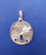 Load image into Gallery viewer, Sterling Silver Large Sand Dollar Pendant Nautical Jewelry ( Free Leather Cord)