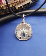 Load image into Gallery viewer, Sterling Silver Large Sand Dollar Pendant Nautical Jewelry ( Free Leather Cord)