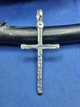 Load image into Gallery viewer, Sterling Silver Unique Artisan Handcrafted wood Design Cross Pendant