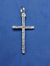 Load image into Gallery viewer, Sterling Silver Unique Artisan Handcrafted wood Design Cross Pendant
