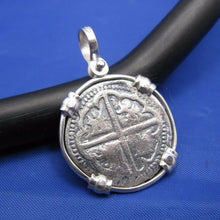 Load image into Gallery viewer, '2 Reale" Salvaged Shipwreck Replica Coin in Wide Tab Bezel