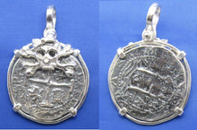 Load image into Gallery viewer, '2 Reale' Pirate Doublon Replica in Sterling with Skull Wearing Bow