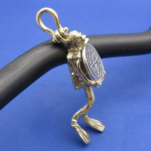 Load image into Gallery viewer, 14k Solid Gold Medium Diver Holding Spanish Replica Shipwreck Coin Pendant