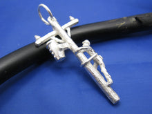 Load image into Gallery viewer, Unique Large Sterling Silver Line Man Working on Pole With Transformer Pendant