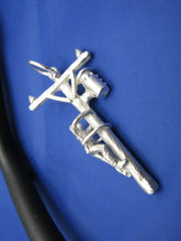 Load image into Gallery viewer, Unique Large Sterling Silver Line Man Working on Pole With Transformer Pendant