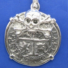 Load image into Gallery viewer, '2 Reale" Pirate Cob Replica in Sterling Silver with Skull Bezel
