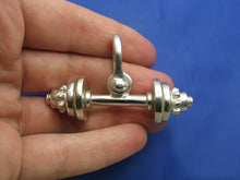 Load image into Gallery viewer, Large Heavy Sterling Silver Strong Man Barbell Weight Lifter Pendant
