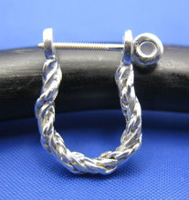 Load image into Gallery viewer, Sterling Silver .925 Rope Twisted Pirate Single Shackle Earring Hoop with Threaded Screw Post