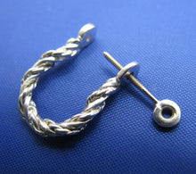 Load image into Gallery viewer, Sterling Silver .925 Rope Twisted Pirate Single Shackle Earring Hoop with Threaded Screw Post